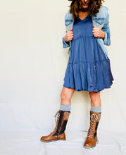 Load image into Gallery viewer, Tiered, silky dress with flattering silhouette